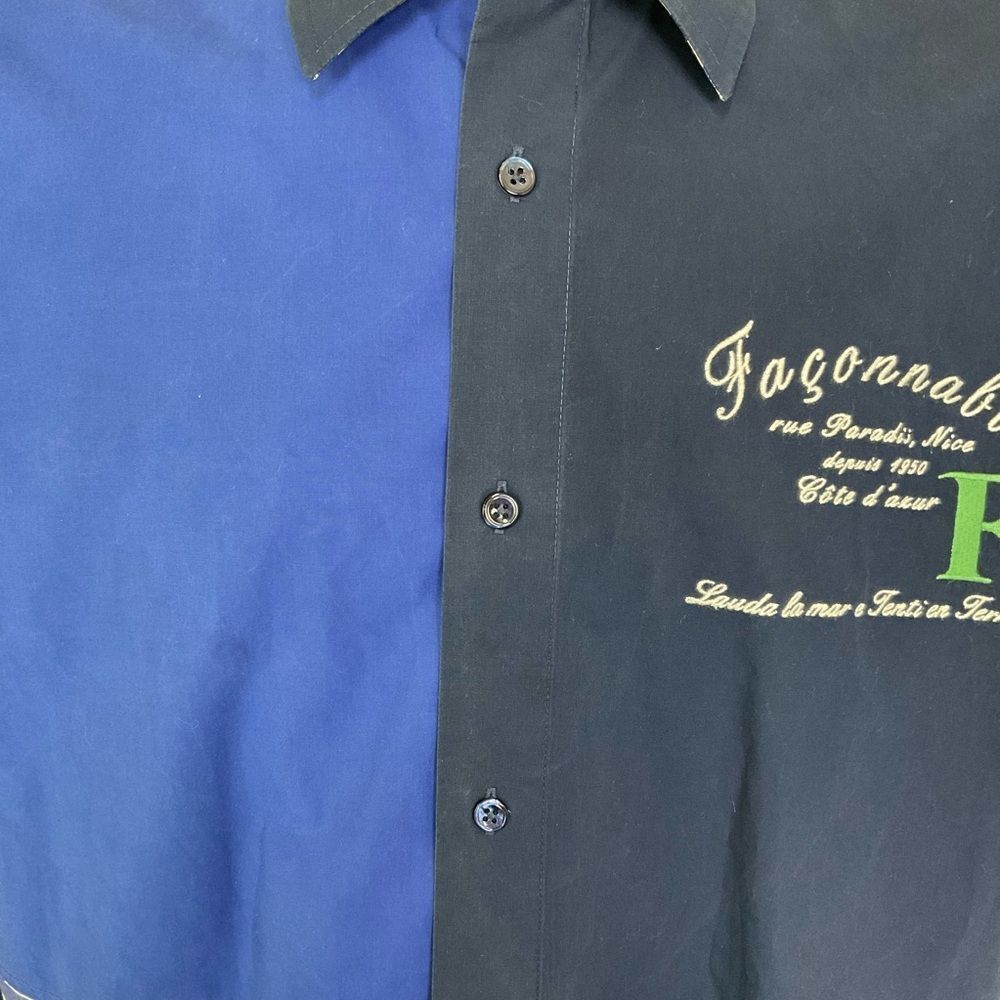 Faonnable Long Sleeved Blue Patchwork Contrast Fo… - image 4